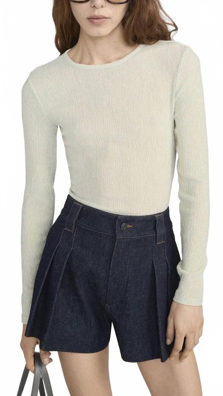 NEW FRAME the textured crew sweater in soft lime